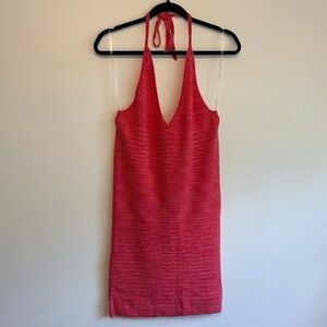 Wild Fable XL Hot Pink Sweater Knit Halter Beach Dress NWT Swim cover up